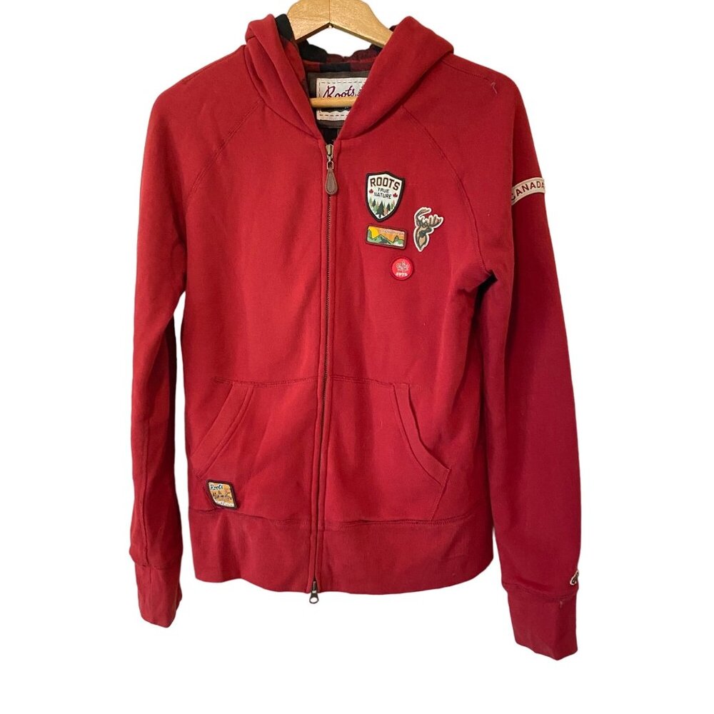 Women's Roots Outdoor Red Zip Up Hoodie Size XL